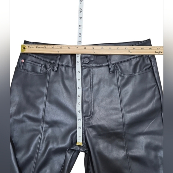 High Rise Faux Leather Bootcut Pants 31 Vent Slit Hem Modern Chic Night Out - Picture 12 of 16